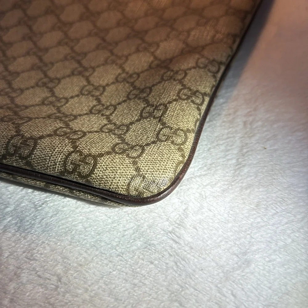 Gucci Monogram Canvas Tote with Dark Brown Leather Handles